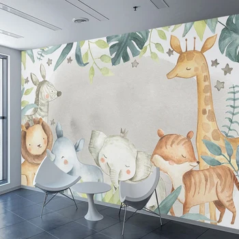 Niestandardowe 3D zdjęcia tapety słoń żyrafa Lew świat zwierzęcy pokój dziecięcy sypialnia ściany malowane, tapety dla dzieci Papel De Parede