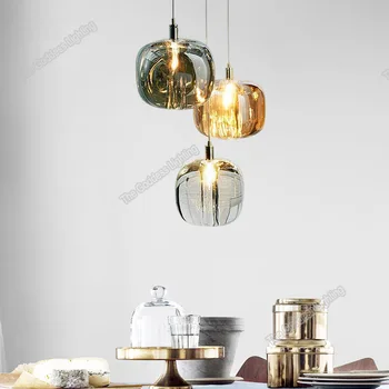 Nordic Amber Crystal Modern LED Pendants Lights Decor For Home Decoration Kuchnia Sypialnia Salon sufitowe kryte oprawy