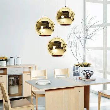Nordic Chrome okrągły szklany kula wisząca miedź/Drzazga/złoto kryty lampa wisząca do sypialni, salonie dekoracji w domu produkt