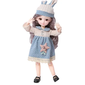 Nowa 31 cm 23 сочлененная lalka BJD new 12 inch 1/6 makeup dress up cute brown blue eyeball doll with fashion toy gift for girls