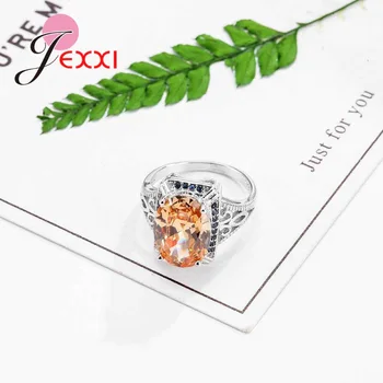 Nowe Unikalne Niesamowite Piękne Pierścionki Ze Srebra Próby 925 Z Orange Owalnym Kryształem, Biżuteria Prezent Dla Kobiet
