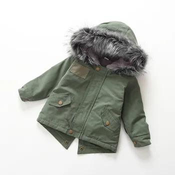 Nowe dzieci dziewczyny płaszcz polar Zima grubość dziewczyny z kapturem kolor zielony Manteau Fille Hiver dziewczyny kurtka 7CT069