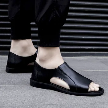Nowe letnie męskie sandały 2020 wypoczynek plaża męskie obuwie wysokiej jakości skóra naturalna męskie sandały