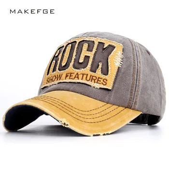 Nowe męskie i damskie szlifowania krawędzi sprawiają, że starą czapkę, prania bawełniane haftowane czapki cap Rock letter sunshade cap