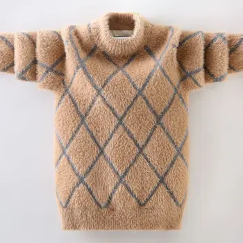 Nowe otrzymane zimowe dziecięce swetry dla chłopców odzież dla dzieci dla dzieci sweter miękki grube dzianiny polar hurtownia 3-15 lat