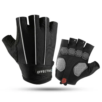 Nowe rękawiczki na siłownię bez palców wyciera pot z kciuka rower motocross taśmy odblaskowe fitness klockiem połowa palca Silikonowa rękawica