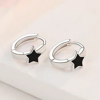 Nowe srebrne kolczyki Black Star Earring For Women Fashion 2020 Fashion Jewelry oorbellen