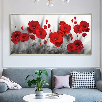 Nowoczesne kwiaty plakat drukowanie ścienne płótno Malarstwo sztuka czerwony kwiat maku obraz na ścianę do salonu wystrój domu bez ramki