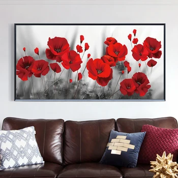 Nowoczesne kwiaty plakat malarstwo Czerwony Mak, kwiat, malarstwo ścienne sztuki do salonu wystrój domu (bez ramki)