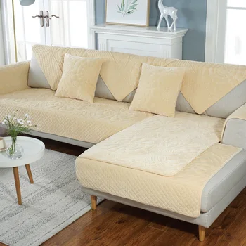 Nowoczesny aksamitna sofa etui na kanapie antypoślizgowe gruby plusz ciepła poduszka kanapa narożna ręcznik haft pokrowce na fotele do salonu Salon