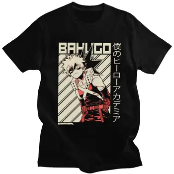 Nowość męskie Boku No Hero Academia t-shirt z krótkim rękawem z czystej bawełny Tee O-neck rozrywka, anime, manga Katsuki Bakugo koszulka Merch