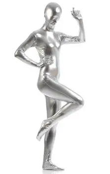 Nowy Lateks Pełna Body Spandex Cosplay Odzież Błyszcząca Metalowa Skóra Kostium Kombinezon Mężczyźni Kobiety Halloween Stroje Zentai