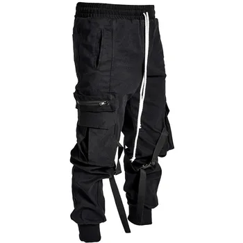 Nowy bawełniany kombinezon męskie spodnie do biegania męskie uliczne koszykówki sportowe spodnie multi-pocket sportowe spodnie