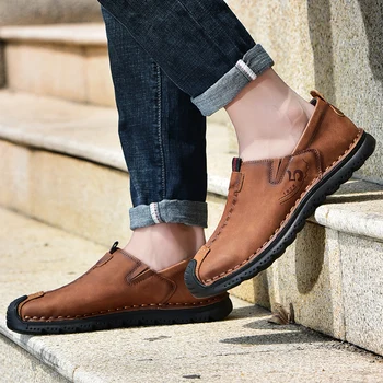Nowy duży rozmiar buty Męskie skóra Split męskie obuwie Moda wysoką jakość jazdy mokasyny poślizgu na mokasyny męskie płaskie buty