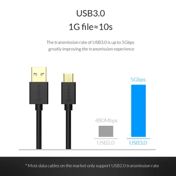 ORICO Type-A to Type-C kabel do ładowania USB 2.0 / USB 3.0, szybki przechodzi kabel do laptopów pozłacany kabel
