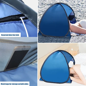 Ochrona od słońca otwarty namiot plażowy składany wiatroszczelna lekki krem przeciwsłoneczny daszek camping ogród parasol osoba namiot z uchwytem telefonu