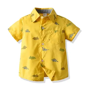 Odzież dla chłopców z nieba-niebieskich szelkach Plac letnia drukowane koszula spodenki 2 szt./kpl. Dzieci w świąteczny strój Little Groomsmen