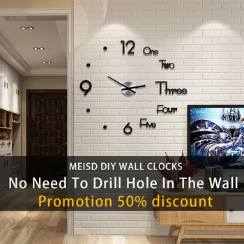 Ograniczony czas sprzedaży MEISD Acrylic List 3D Digital Living Room Wall Clock Creative Diy wall Clock Home watch Darmowa wysyłka