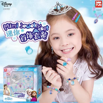Oryginalny Disney Mini Jewelry Set Girl Dress Up bransoletka pierścień Spinka nakrycie głowy Play House Toy DS-2595