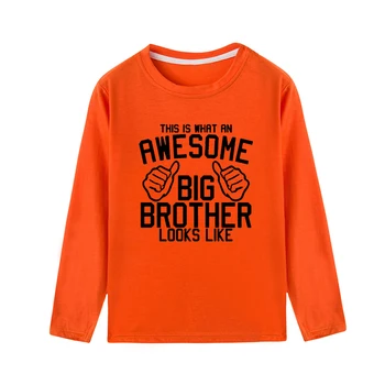 Oto jak wygląda niesamowite Big brother dla Dzieci t-shirty z długim rękawem chłopcy fajny print Jesienna t-shirt koszulki bracia