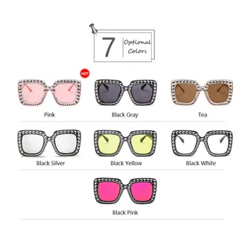 Oversize retro okulary rhinestone luksusowej marki projektant okulary dla kobiet kwadratowe odcienie damskie Modne okulary przeciwsłoneczne UV400