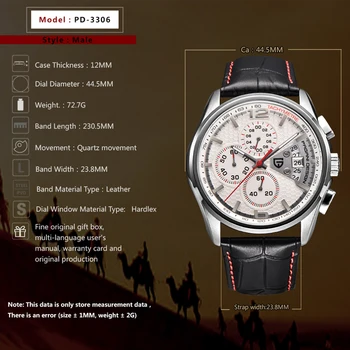 PAGANI DESIGN PD 3306 Męskie zegarek kwarcowy luksusowe moda хронометражные wojskowe skórzane zegarek kwarcowy zegarek relogio masculino