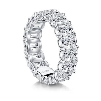 PANSYSEN obrączki stałe 925 srebro próby stworzony муассанит diament obrączki kobiety, sprzedaż Hurtowa biżuterii
