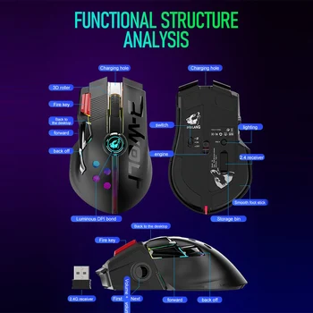 PAW 3325 dotykowa mysz przewodowa + bezprzewodowa RGB myszka 12000 DPI 11 przyciski programowalne akumulator геймерские myszy