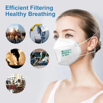 POWECOM CE certyfikowany maska FFP2 do twarzy dorośli maski ochronne FFP2 wielokrotnego użytku 6-warstwowa filtr powietrza PM2.5 higieniczna Maska pokrywa
