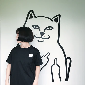 Para bluzki Harajuku t-shirt z krótkim rękawem słodki styl casual t-shirt top letnia damska koszulka przewodnik kocie print