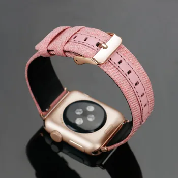Pasek ze skóry dla Apple watch band 6 40 mm 44 mm mc Band 38 mm 42 mm skóra+płótno pasek bransoletka Apple watch series 3 4 5 se 6