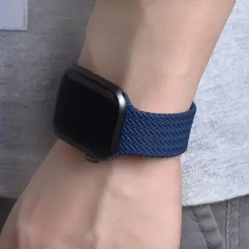 Pleciony Solo zawias materiał nylonowy pasek do Apple Watch band 44 mm 40 mm 38 mm 42 mm silikonowa elastyczna bransoletka mc Series 6 SE 5 4 3
