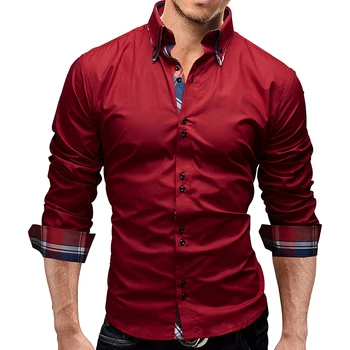 Plus rozmiar M-3XL 2020 koszule moda męska z długim rękawem koszula w kratę koszula męska jednolity kolor męskie markowe ciuchy