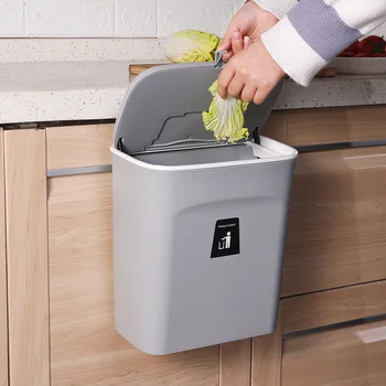 Podwieszany pojemnik na śmieci do kuchennych drzwi szafy z pokrywą ścienny licznik pojemnik na śmieci kosze na śmieci z tworzyw sztucznych