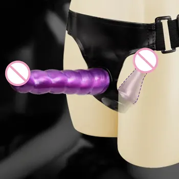 Podwójne dildo strap-on kula wibrator dorosłych sex zabawki dla kobiet ultra elastyczna uprząż strap-on dildo lesbijki pary Sex produkt