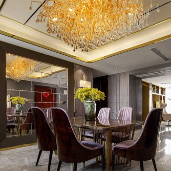 Postmodernistyczny salon jadalnia szkło kryształowe oświetlenie osobowość twórcza recepcja sklep z odzieżą ozdobne żyrandole