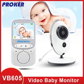 Proker LCD Wireless Audio Video Baby Monitor Radio Nanny Music Intercom IR 24h Baby Baby Walkie Talkie niania VB605