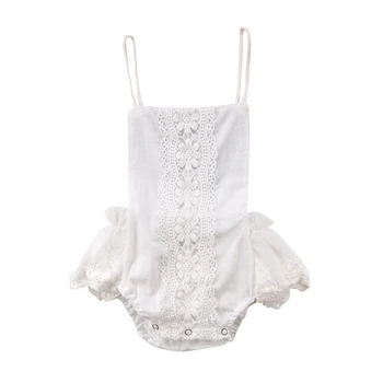 Pudcoco Kid Baby Girl Clothes Princess White Floral Lace Romper Halter kombinezon Sunsuit Wielkanocny kostium baby girl Outfit 0-24M
