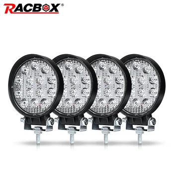 RACBOX 4 Inch 42W Car LED Work Light Lamp Offroad Boat Car Motorcycle SUV Driving Lighting okrągły reflektor Reflektor 12V 24V