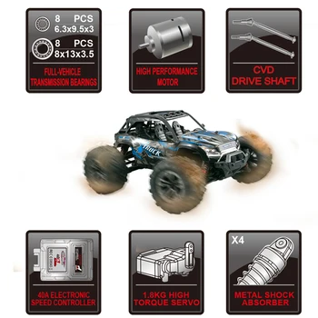 RC Car 1:16 High Speed Off-Road Vehicle 2.4 G 4WD Buggy Remote Control Climbing Car Bigfoot Car Toys For Kids Boy Gift