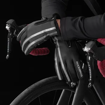 ROCKBROS jazda na Rowerze zima ekran dotykowy Rowerowe rękawiczki, ciepły, nieprzemakalny pełna palec rower wiatroszczelne rękawice termiczne rękawice sprzęt