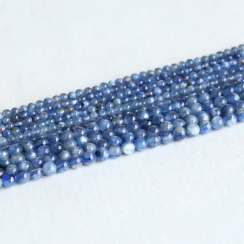 Rabat cała sprzedaż, naturalny, prawdziwy niebieski cyjanit okrągłe temat kamienne koraliki 4-6 mm pasuje biżuteria DIY naszyjniki lub bransoletki 15
