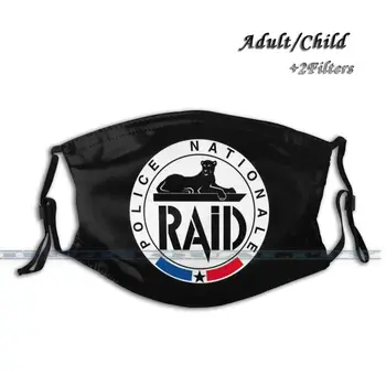 Raid French Police Unit Custom Design For Adult Kids Anti Dust Filter Diy Print Są Zmywalni Face Mask French Police Raid Counter