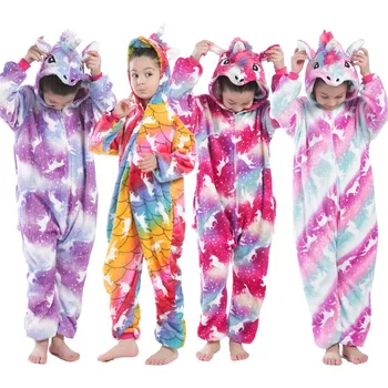 Rainbow Unicorn Kigurumi piżamy dla dziewczynek dziecięce piżamy strona ubrania, piżamy dla dzieci, śmieszne cosplay kostium piżamy dla dzieci
