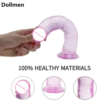 Realistyczny wibrator z bardzo silną przyssawką erotyczny galaretka dildo sex zabawki dla kobiet, sztuczny penis G-spot Simulation