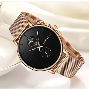 Reloj New LIGE Women Luxury Brand Watch proste kwarcowy zegarek Lady wodoodporny zegarek kobiet moda casual zegarki Reloj Mujer
