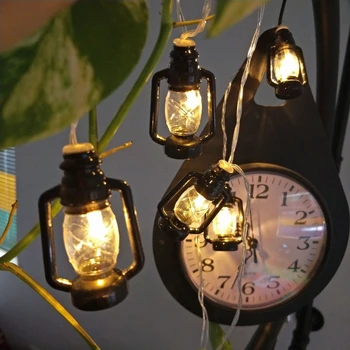 Retro nafta światło wiersz baterie baron lampa LED rzucić światło garland nawleczone kryty numer partii nafta dekoracji