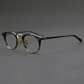 Retro okrągłe koło okulary osób hanamade optyczny przepis krótkowzroczność dalekowzroczność czytanie octan tytanu kobieta ramki okularów