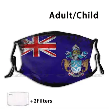 Rocznika Tristan da Cunha flaga Maska materiał zmywalny filtr DIY Pm2.5 dorosłych dzieci Redmaplefty klon Czerwony pięćdziesiąt krajów, narodów