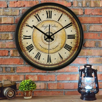 Rocznika ciche antyczny zegar ścienny nowoczesny design Łazienka, kuchnia ścienne trzaski przemysłowy wystrój Reloj Pared Home Decoration AD50WC